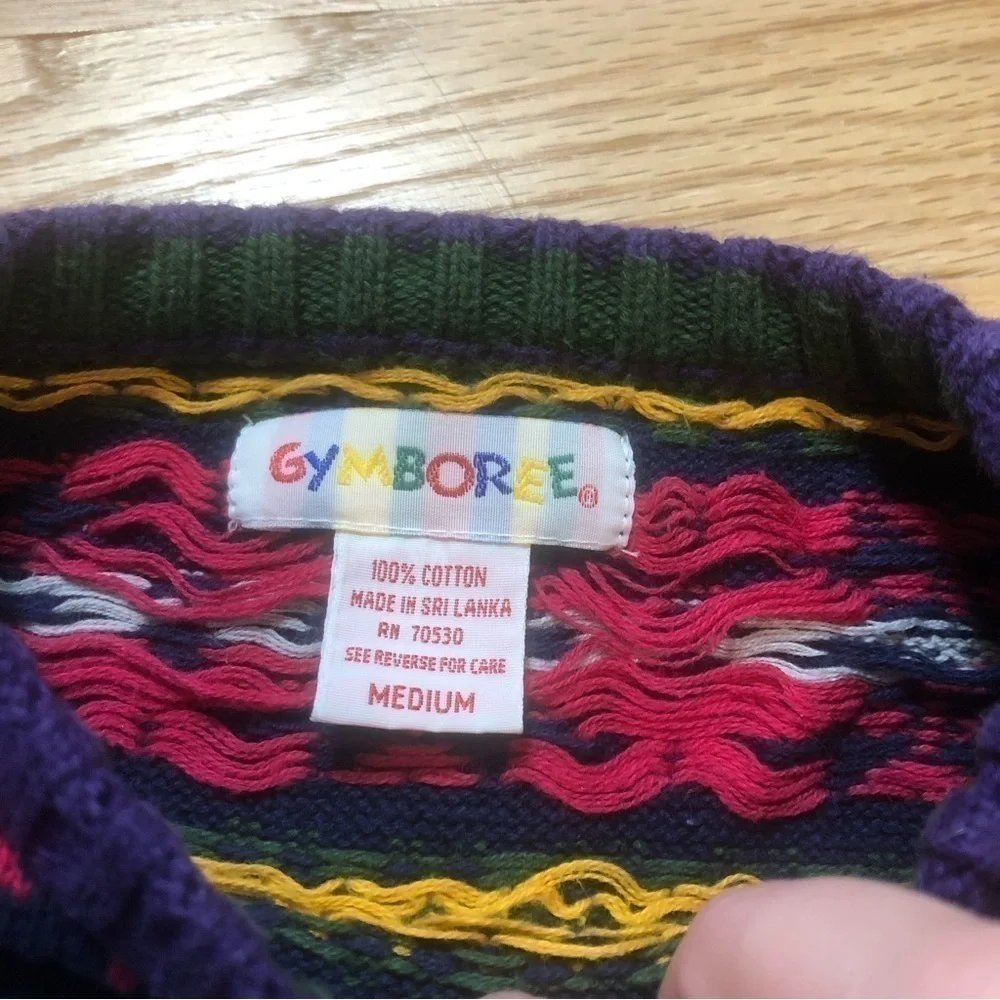 Vintage Gymboree Sweater Medium Fair Isle Pink Blue Green 100% Cotton